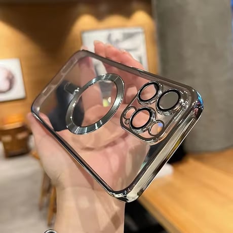 L62425 メタルフレームMagSafeクリアiPhoneケース