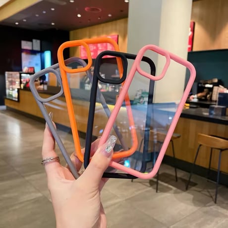 L62041 シンプルカラーフレーム クリアiPhoneケース