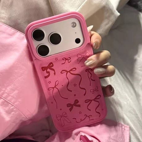 S75390 リボンシャワー ピンクiPhoneケース