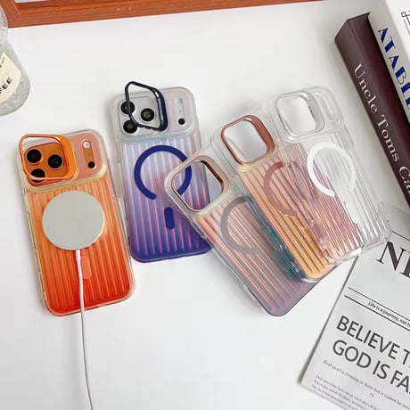K23148 オーロラウェーブ カメラスタンドiPhoneケース