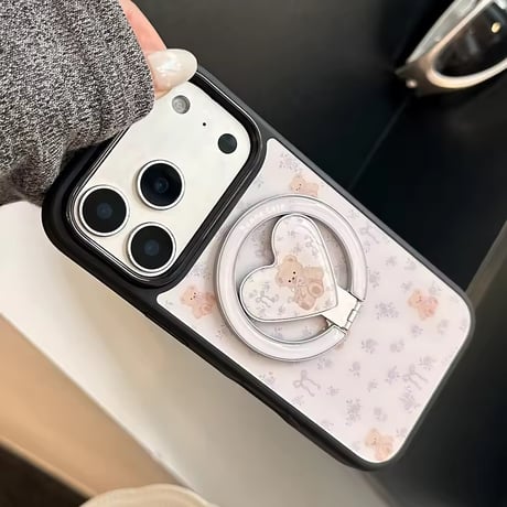 K23094 くまちゃんハートMagSafeグリップiPhoneケース