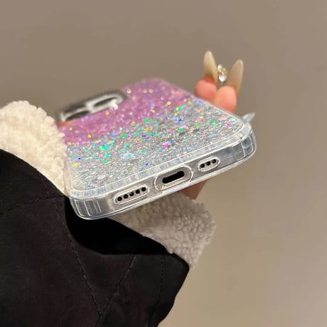 S74615 きらめきグラデーションのラメiPhoneケース