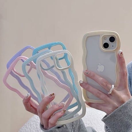 L61144  ウェーブラインのふんわりクリアiPhoneケース