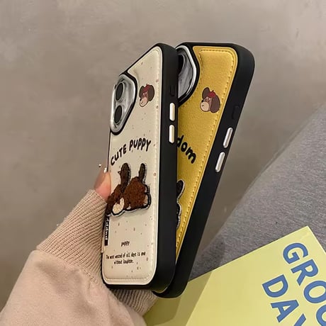S75009 ふわもこパピー刺繍 iPhoneケース