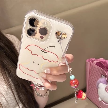 S74630 かじりかけリンゴのクリアストラップ付きiPhoneケース