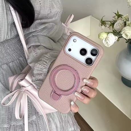 K22943 レザーライクリング付き iPhoneケース