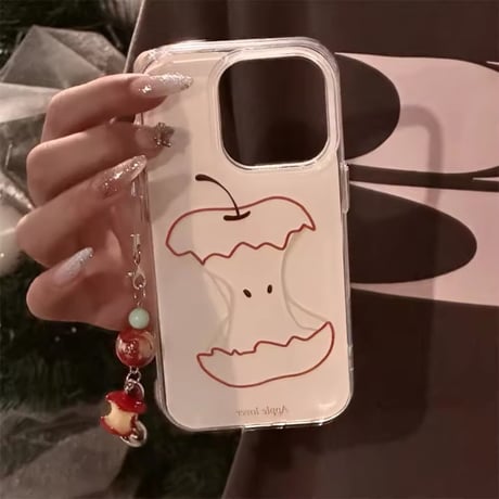 S74630 かじりかけリンゴのクリアストラップ付きiPhoneケース