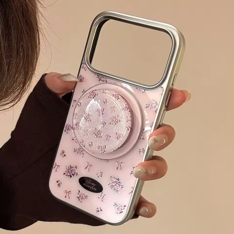 K23129 ローズリボン MagSafeグリップ付きiPhoneケース