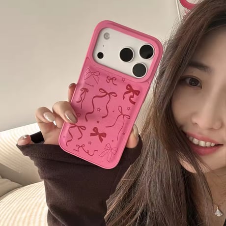 S75390 リボンシャワー ピンクiPhoneケース