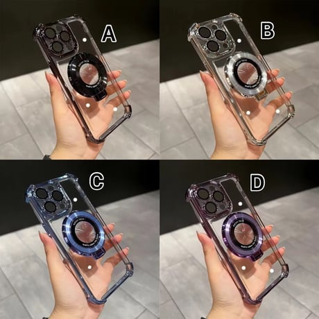 K23012 MagSafe対応 メタルリング付きクリアiPhoneケース