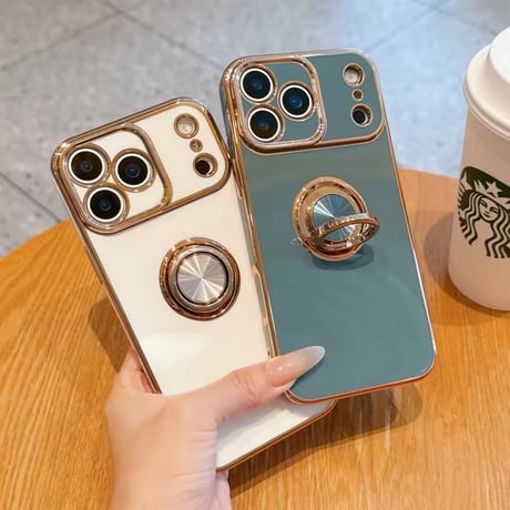 K22941 ゴールドフレーム リング付きiPhoneケース