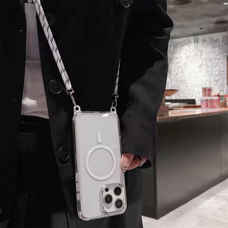 K22963 カラーフレームストラップ付き MagSafe対応クリアケース | nanomita
