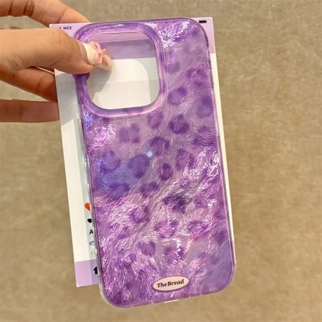 S74428 シャイニーパープルレオパード iPhoneケース