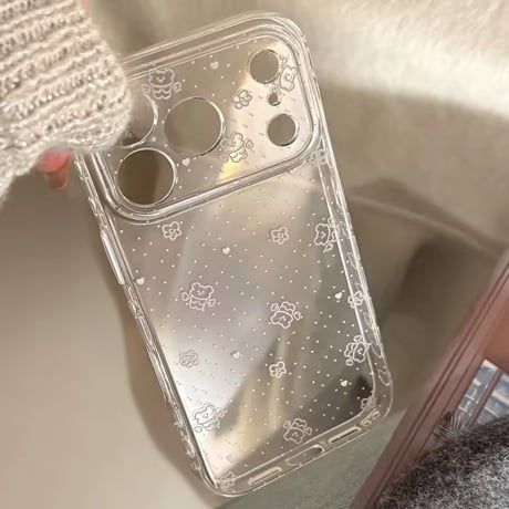 L62406 くまちゃんドットクリアiPhoneケース