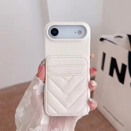 K22922 カードポケット付き レザー調iPhoneケース