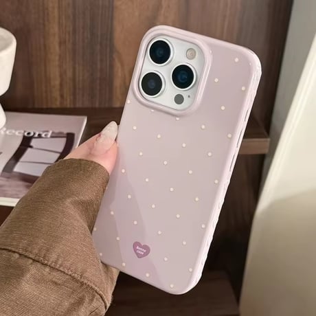 S75063 ドットハートパステル iPhoneケース
