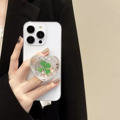 P0326 押し花ハートのグリップスタンド