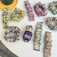 N00133 チェック柄シュシュApple Watchバンド