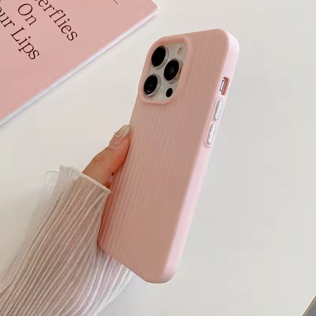S74538 くすみカラーのリブデザインiPhoneケース
