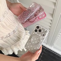 K23191 ドットリングスタンド付きクリアiPhoneケース