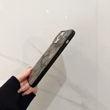 【即納商品】S72730 ブラックフラワーiPhoneケース