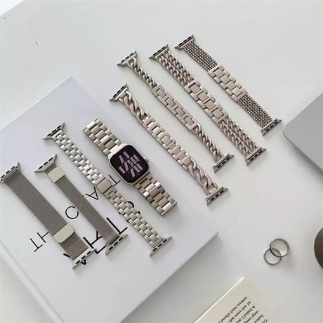 N00066 メタルチェーン＆メッシュの上品Applewatchベルト