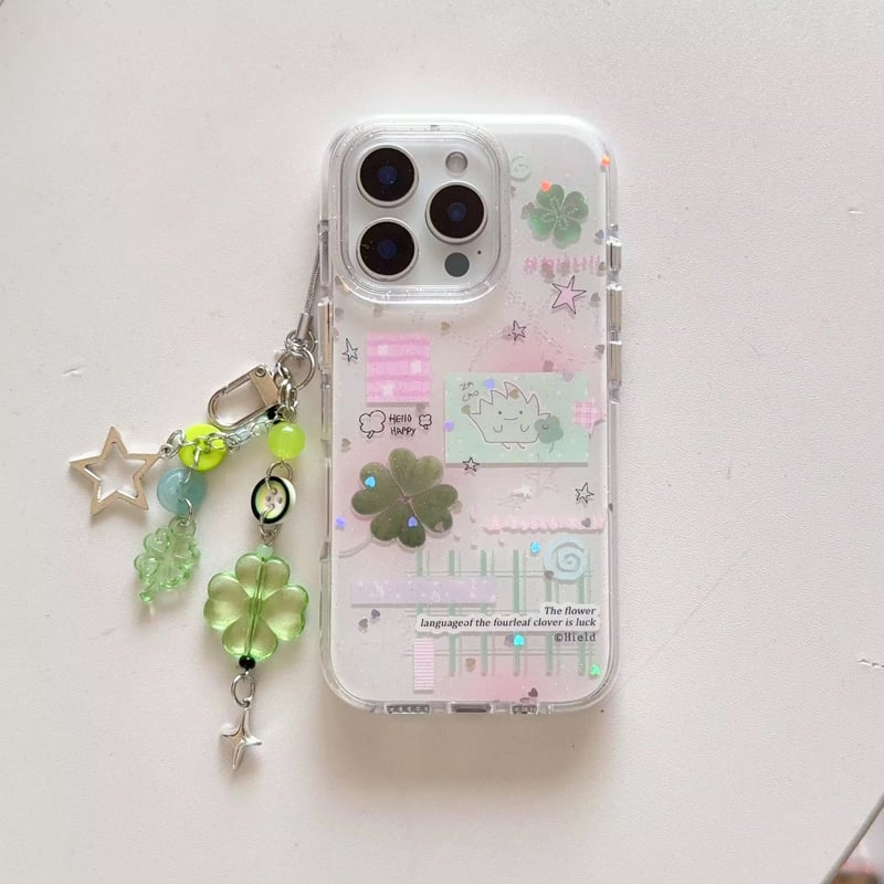 S74786 ラッキークローバーチャーム付きiPhoneケース | nanomita