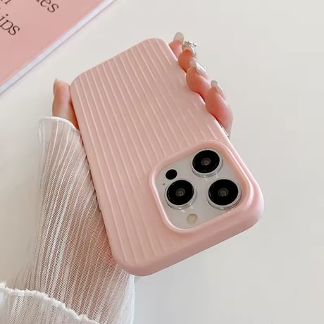 S74538 くすみカラーのリブデザインiPhoneケース
