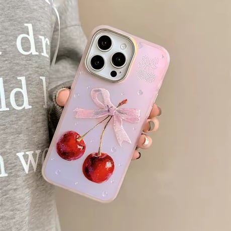S74951 リボンチェリーのガーリーiPhoneケース