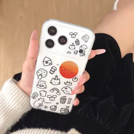 S75430 ゆるかわイラストサンセット iPhoneケース
