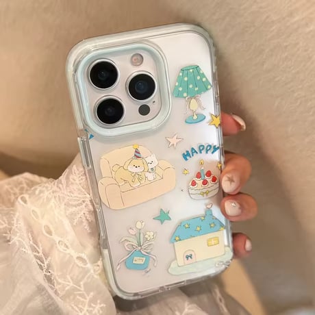 K22980 おやすみハウスのもふわんこ スタンド付きクリアケース