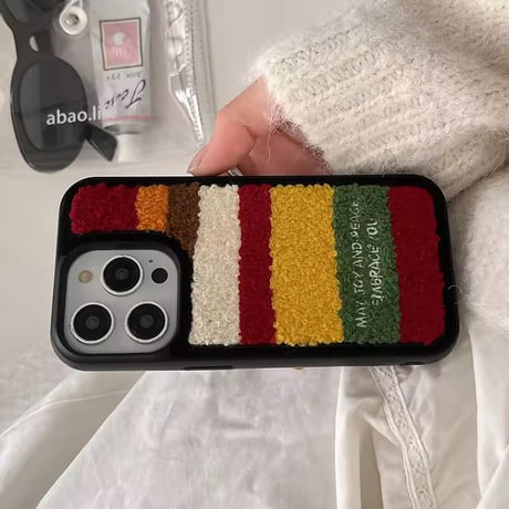 S74946 カラフルもこもこブロック iPhoneケース