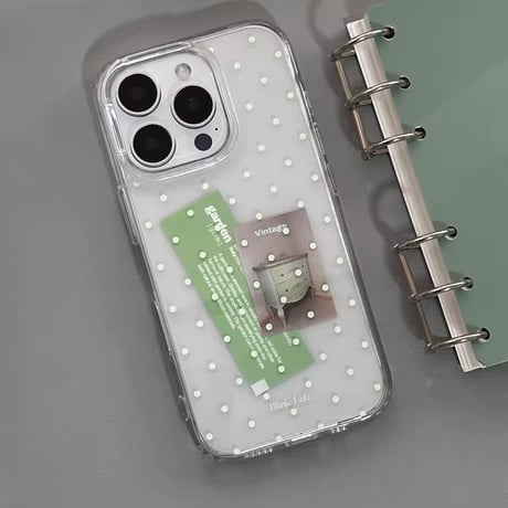 L62400 ホワイトドットクリアiPhoneケース