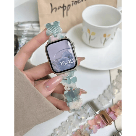 N00037 フラワリーベア クリアApple Watchバンド
