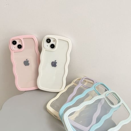L61144  ウェーブラインのふんわりクリアiPhoneケース