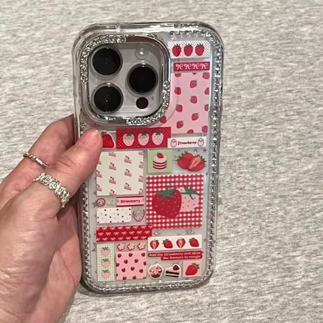 S74790 いちごパッチキラキラ iPhoneケース