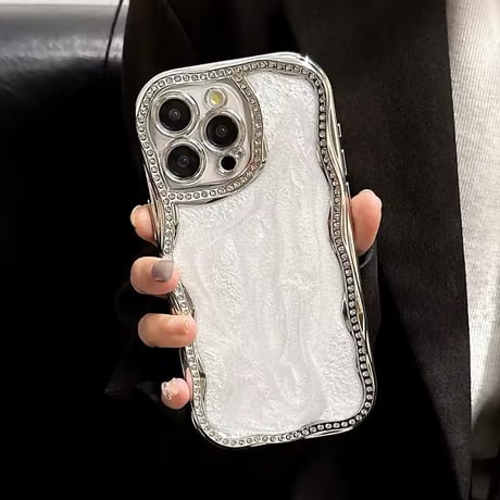 S74448 ラグジュアリーシルバーグリッター iPhoneケース