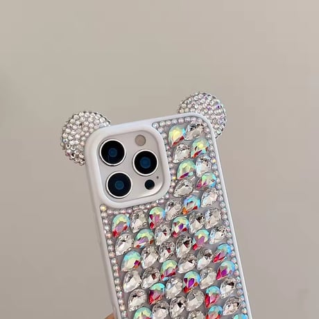 【即納商品】K22958 ビジューベア ストラップ付き iPhoneケース