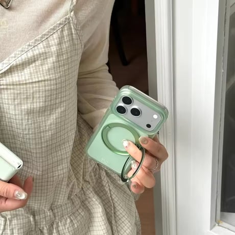 K23126 ミントグリーン リングスタンドiPhoneケース