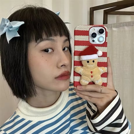 S74289 ふわふわジンジャーマンクリスマス iPhoneケース