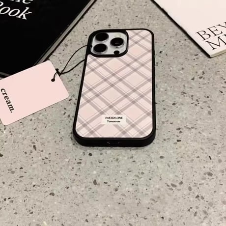 S75442 ミルキーピンクチェックiPhoneケース