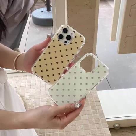S75036 くすみドットクリア iPhoneケース