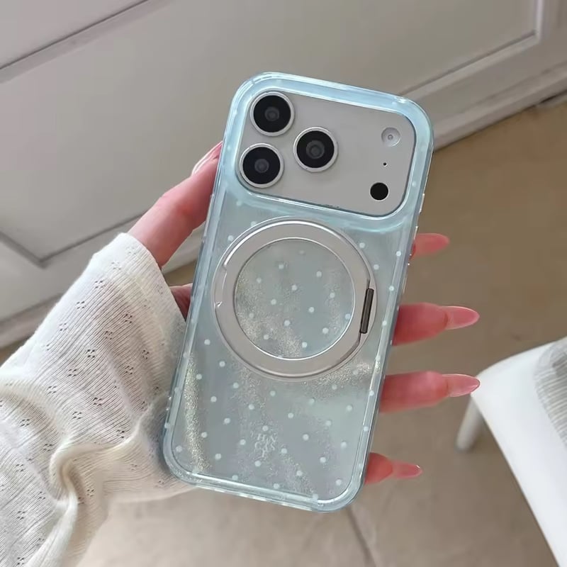 K23115 きらめきドット＆オーロラ 回転リング付きiPhoneケース | nanomita