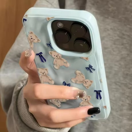 S75539 くまリボンパターンiPhoneケース