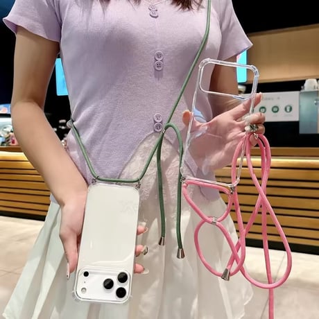 K22978 ショルダーストラップ付きクリア iPhoneケース