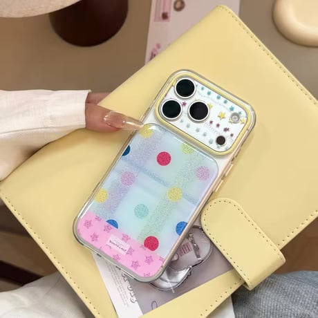S75686 カラフルドットクリアiPhoneケース