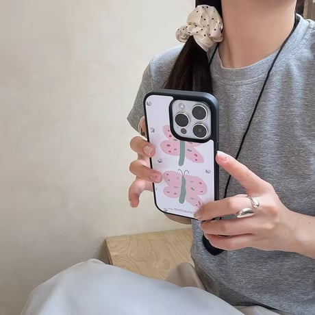 S74706 ピンクバタフライiPhoneケース
