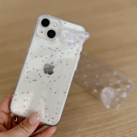 天使の羽 エンジェル 推し活にも クリア ラメ iphoneケース L66148