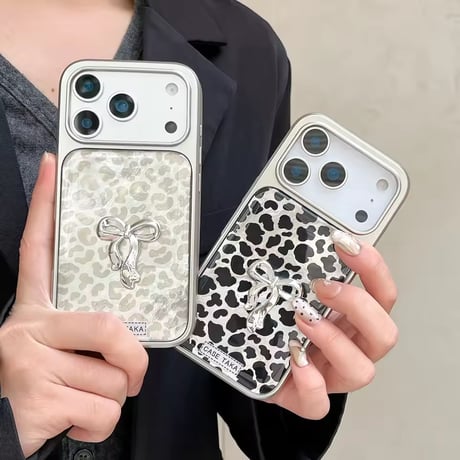 S75129 レオパード×メタルリボン iPhoneケース