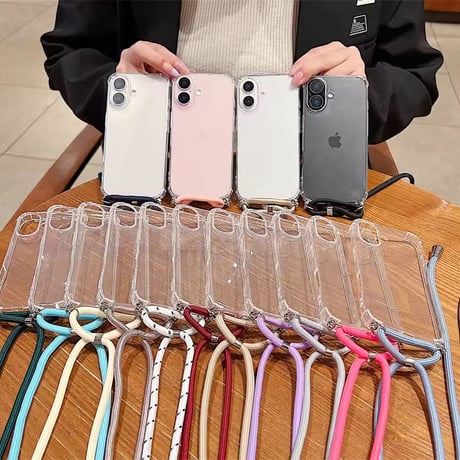 K22978 ショルダーストラップ付きクリア iPhoneケース